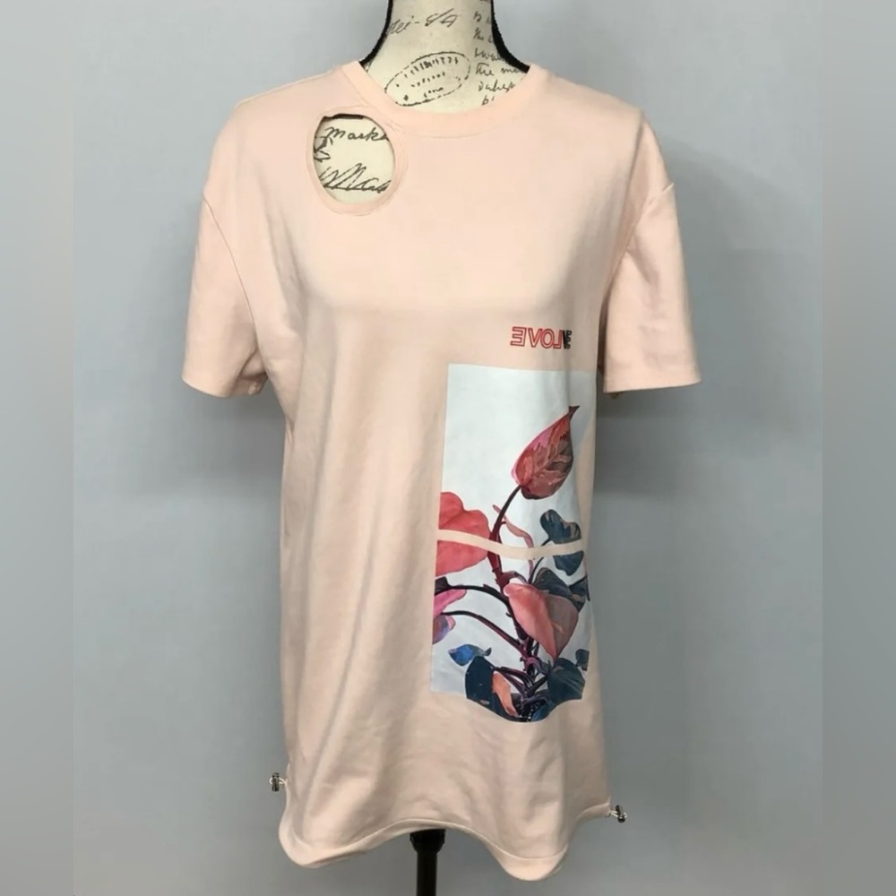 Maniere de voir - Flower Print T Shirt Dress - Pale Pink